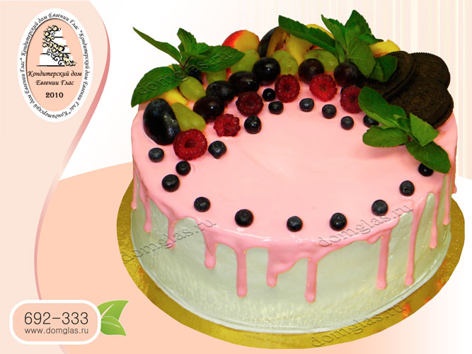 торт безмастичный цветная глазурь ягоды