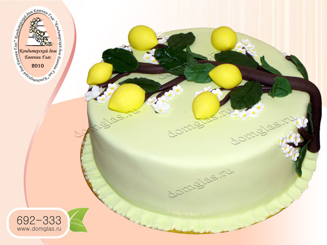 торт женский ветка лимонов цветочки